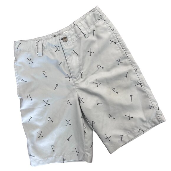 Under Armour Boys Size 7 Golf Shorts Golf Clubs Tees Flags Print Country Club - Picture 1 of 10